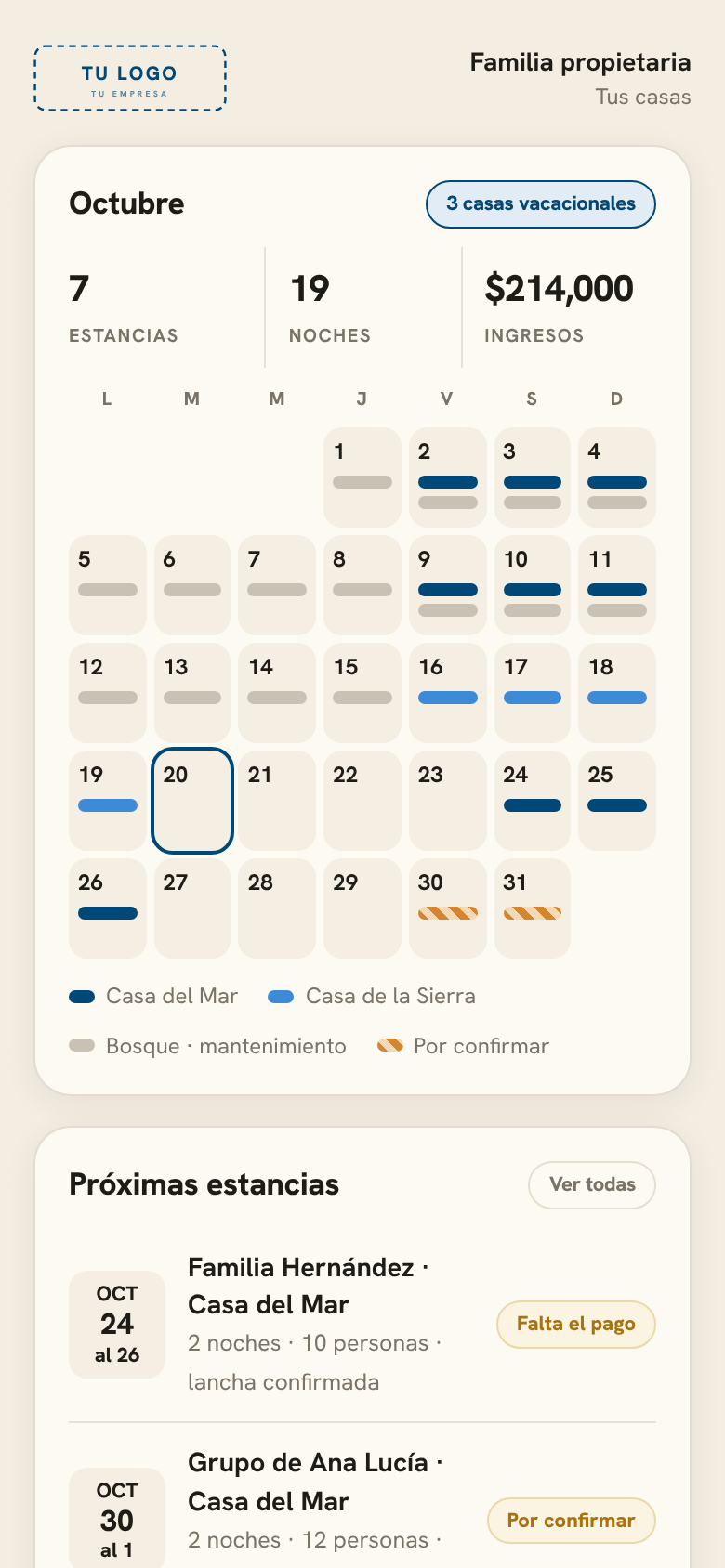 Calendario de estancias