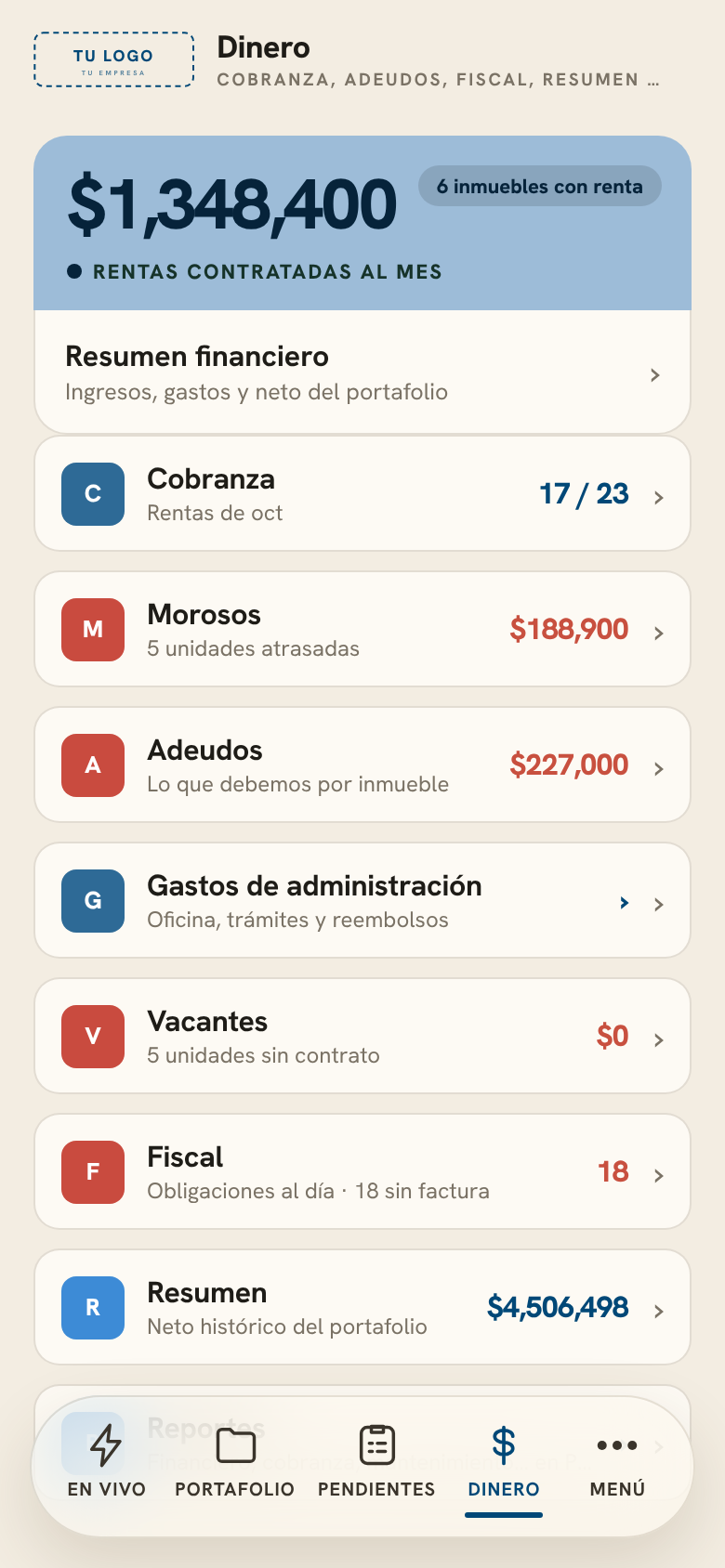 Pantalla Dinero: lo que deja cada inmueble